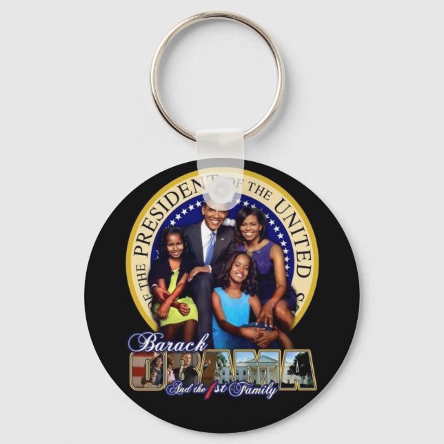 OBAMA-1ST FAMILY-Keychain Key Ring (Front)