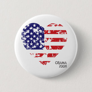 Obama 2008 Heart Flag Button 61025