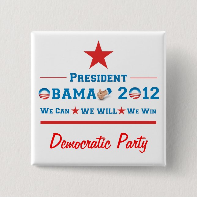Obama 2012 15 cm square badge (Front)