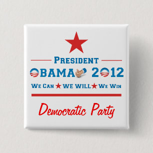 Obama 2012 15 cm square badge