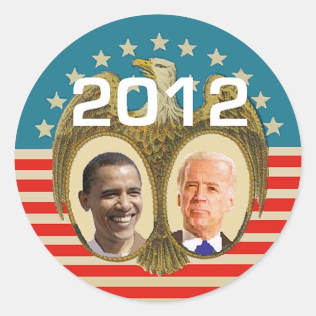 Obama 2012 classic round sticker (Front)