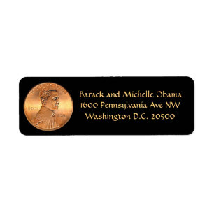 Obama 2012 Penny Return Address Label