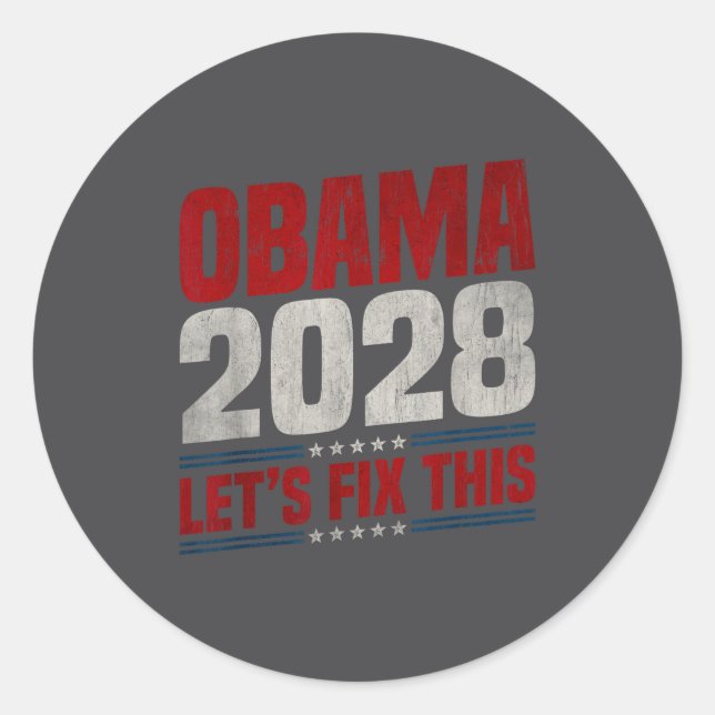 Obama 2028 Let's Fix This Obama 48th President Classic Round Sticker (Front)