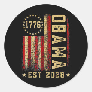 Obama 2028 President America Us Flag Retro 4th Of Classic Round Sticker