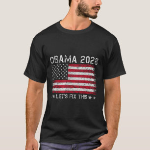 Obama 2028 Retro Vintage Flag Us Patriotic Politic T-Shirt
