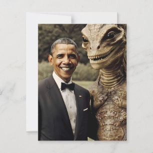 Obama Alien Meeting Vintage Photo Conspiracy Postcard