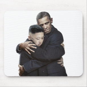 Obama and Kim Jong-Un Hugging Mouse Pad