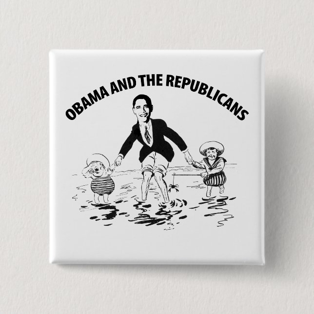 Obama and the Republicans 15 Cm Square Badge (Front)
