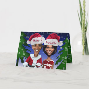 Obama Barack and Michelle Obama Caricature Holiday Card