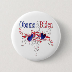 Obama Biden 2008 Patriotic Hearts 6 Cm Round Badge