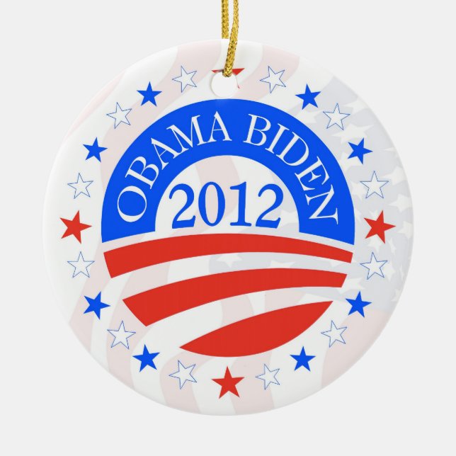 Obama Biden 2012 Ceramic Tree Decoration (Front)