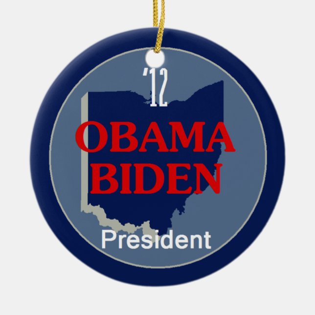 Obama Biden OHIO Ceramic Tree Decoration (Front)