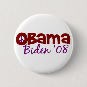 Obama Biden Peace 2008 6 Cm Round Badge