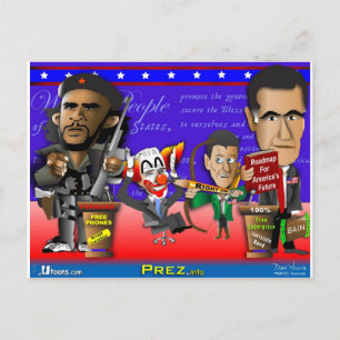Obama Biden Romney Ryan Postcard