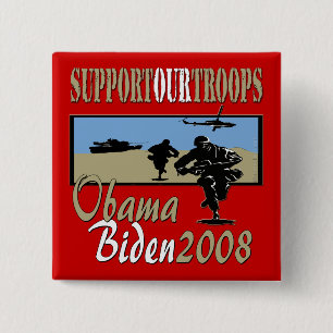 Obama Biden Support Our Troops 15 Cm Square Badge