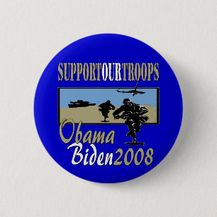 Obama Biden Support Our Troops 6 Cm Round Badge
