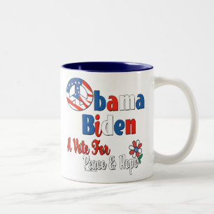 Obama Biden Vote for Peace and Love Two-Tone Coffee Mug