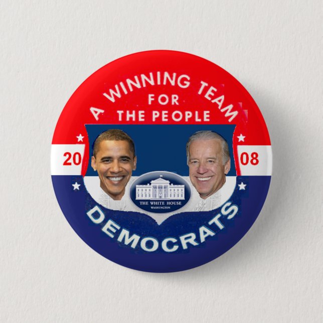 Obama Biden WINNING TEAM White House Button (Front)