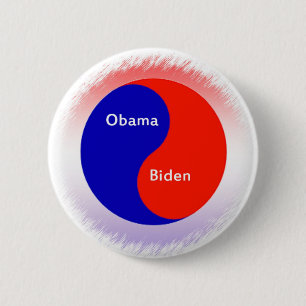Obama ~ Biden Yin Yang 6 Cm Round Badge