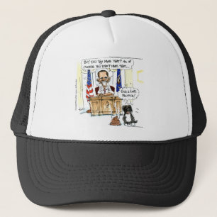 Obama & Bo Satirical Cartoon Gifts Tees & Cards Trucker Hat