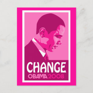 Obama - Change Dark Pink Postcard