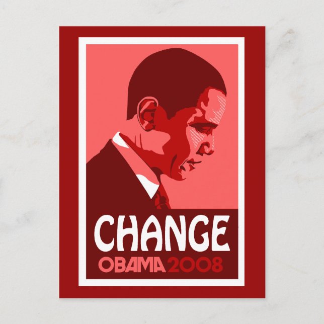 Obama - Change Dark Red Postcard (Front)