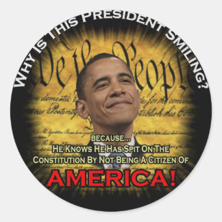 Obama Citizenship Questionable Classic Round Sticker