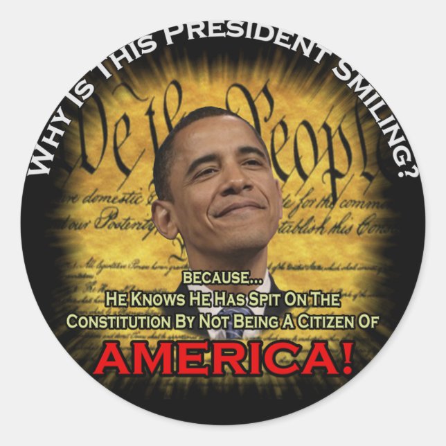 Obama Citizenship Questionable Classic Round Sticker (Front)