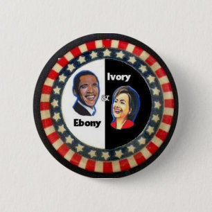 Obama & Clinton, Stars & Stripes 6 Cm Round Badge