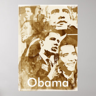 Obama Collage 2 poster (vintage colour) by akamund