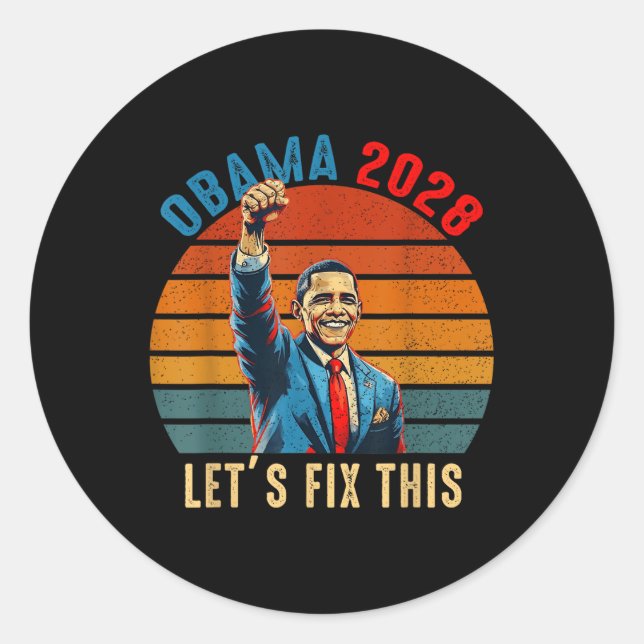 Obama Comeback 2028 Statement 0  Classic Round Sticker (Front)