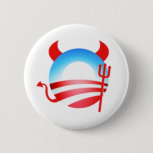 Obama Devil 6 Cm Round Badge (Front)