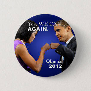 Obama Fist Bump - Yes we can, again 6 Cm Round Badge