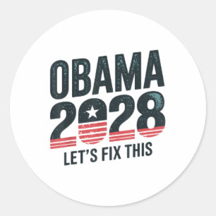 Obama For President 2028 Political Rally Election, Classic Round Sticker