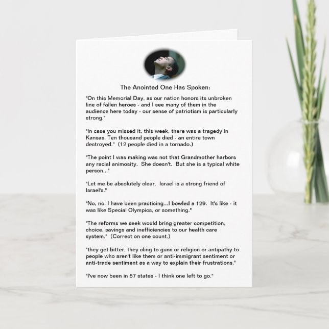 Obama gaffes - a sampling card (Front)