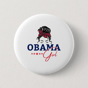 Obama Girl Messy Bun Obama For President 2028 Elec 6 Cm Round Badge