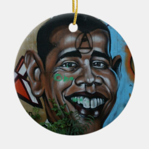 Obama Graffiti Ceramic Tree Decoration
