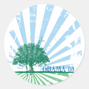 Obama Green Classic Round Sticker