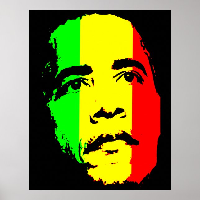 Obama Green Gold and Red Face Poster (Front)