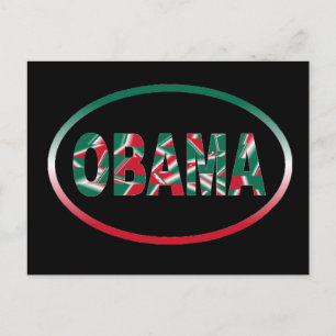 Obama - Green, White, Red Postcard