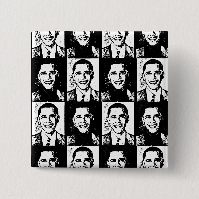 OBAMA HAS A GREAT FACE 15 CM SQUARE BADGE (Front)