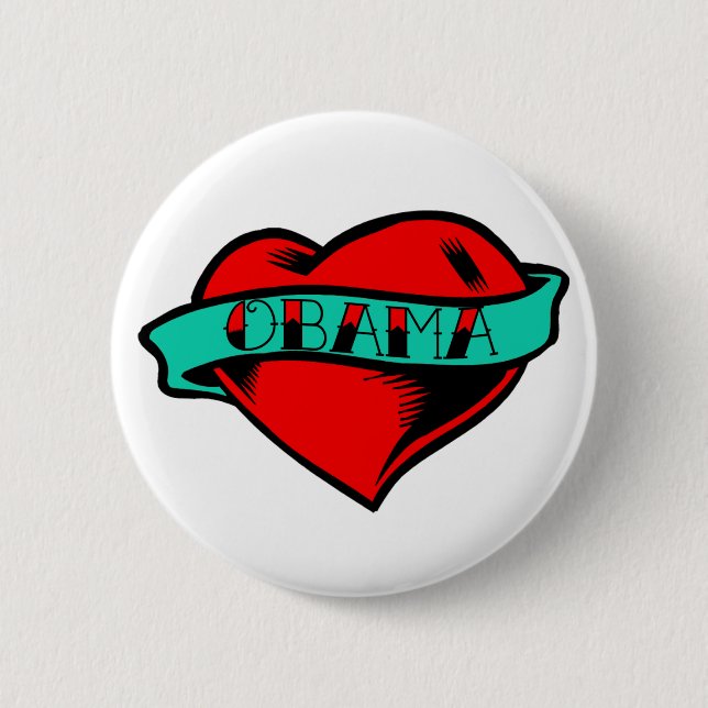 Obama Heart Tattoo 6 Cm Round Badge (Front)