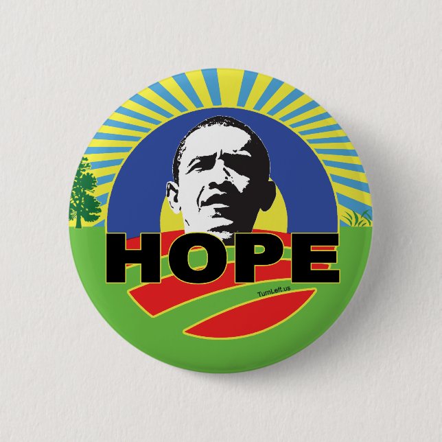 OBAMA HOPE 6 CM ROUND BADGE (Front)