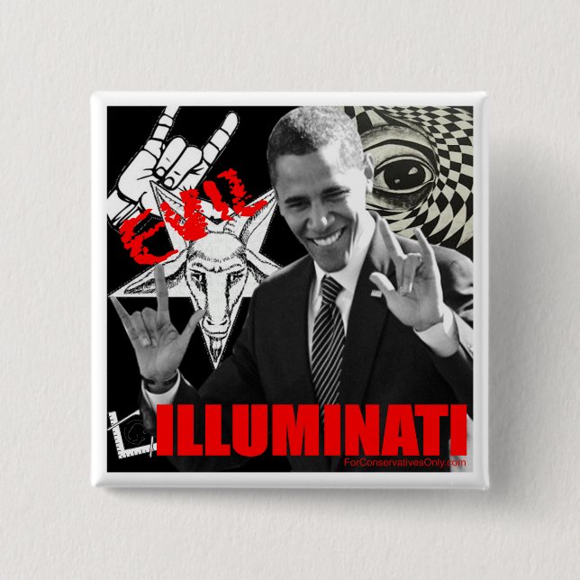 Obama - Illuminati 15 Cm Square Badge (Front)