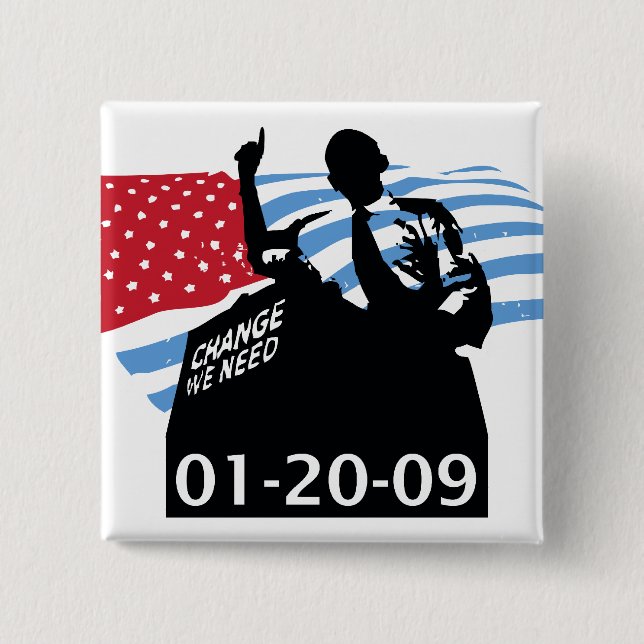 Obama Inauguration 15 Cm Square Badge (Front)