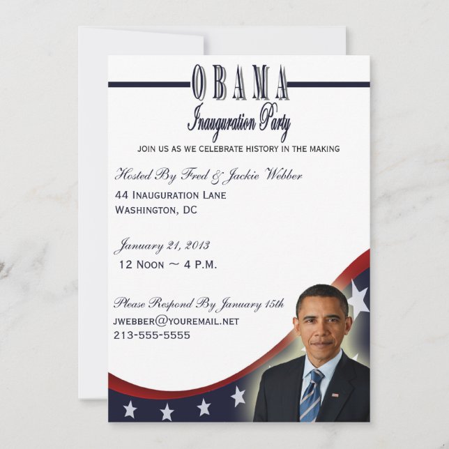 Obama Inauguration 2013 Party Invitation (Front)