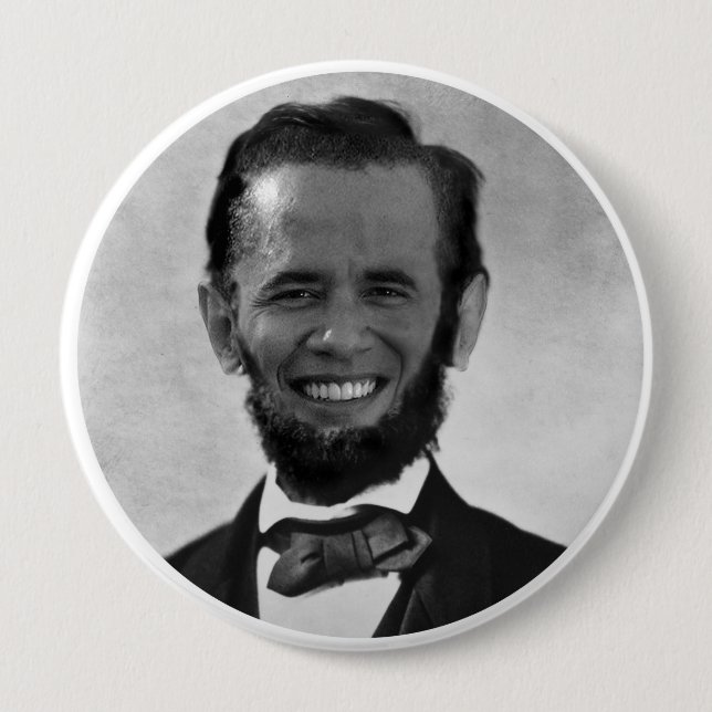 OBAMA LINCOLN 10 CM ROUND BADGE (Front)