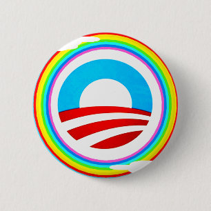 OBAMA LOGO AND RAINBOW  CIRCLE BUTTON