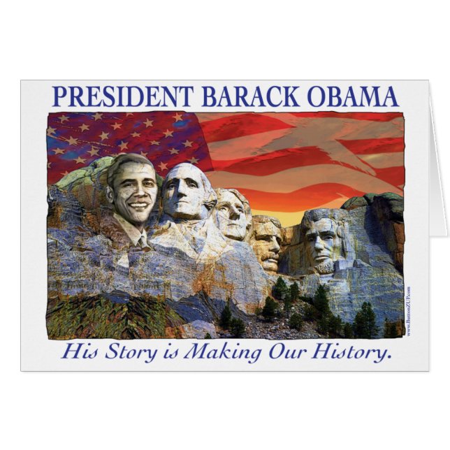 Obama Making History Mount Rushmore Card (Front Horizontal)
