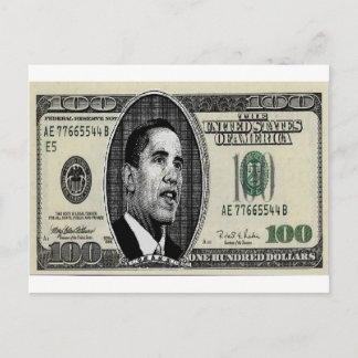 Obama on $100 bill postcard